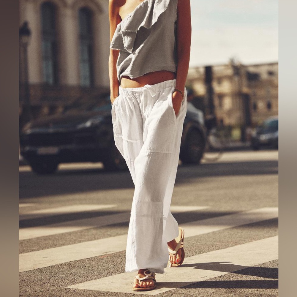 Zara White Wide Leg Women's Pants